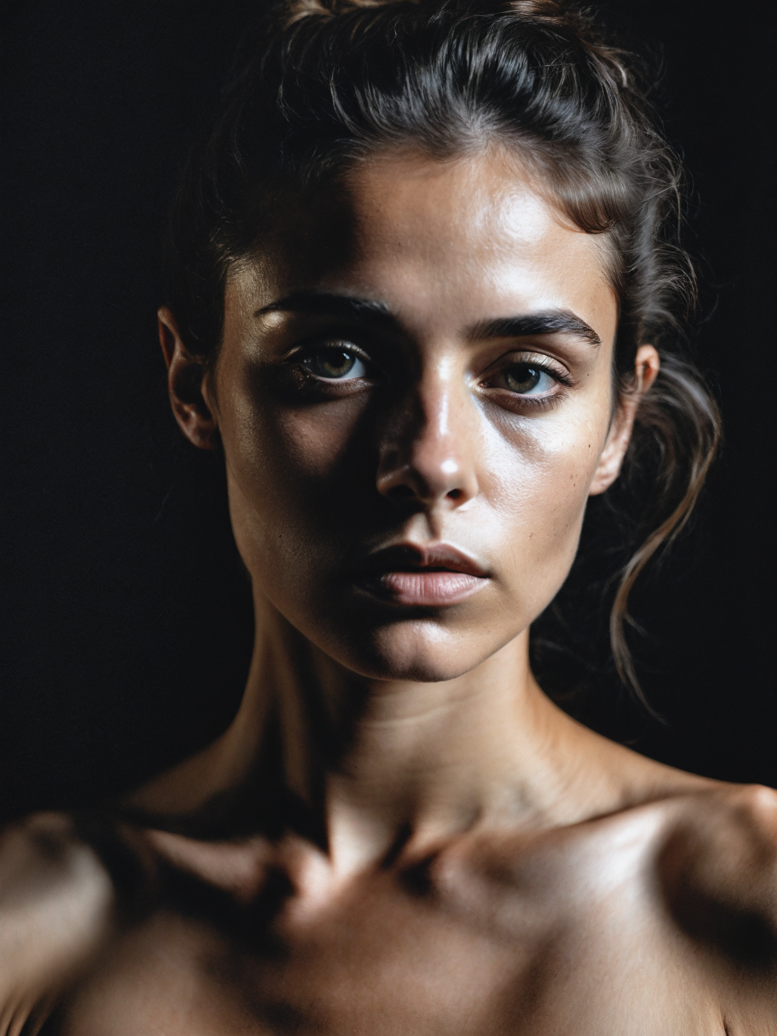 00018-raw photo, (realistic_1.5), portrait of a french woman in a dark room, (naked_1.2), (black background_1.5), (skin texture_1.2),.png